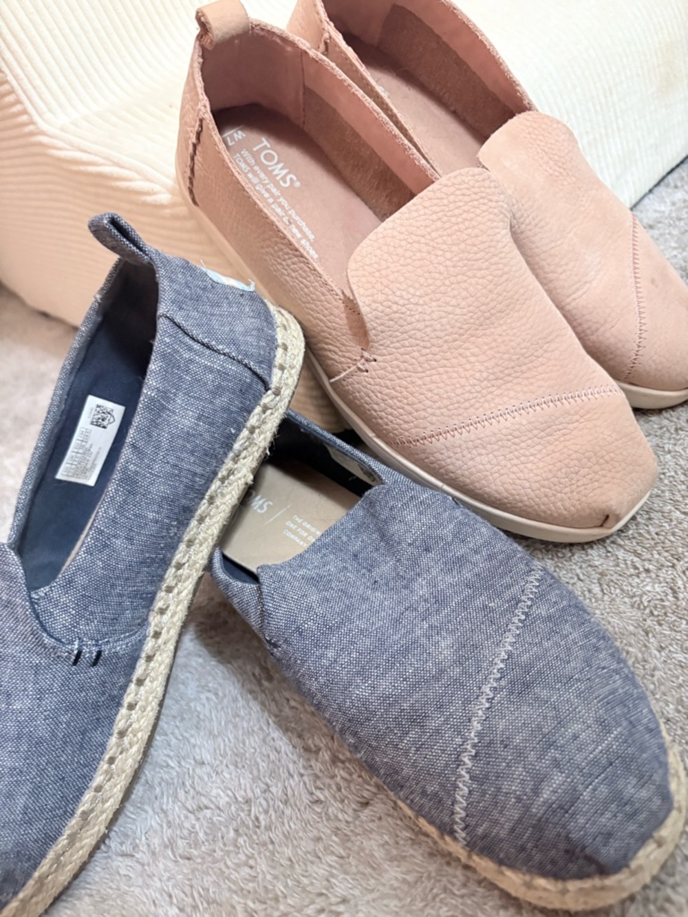 TOMS Slip-On Espadrilles in Blush & denim